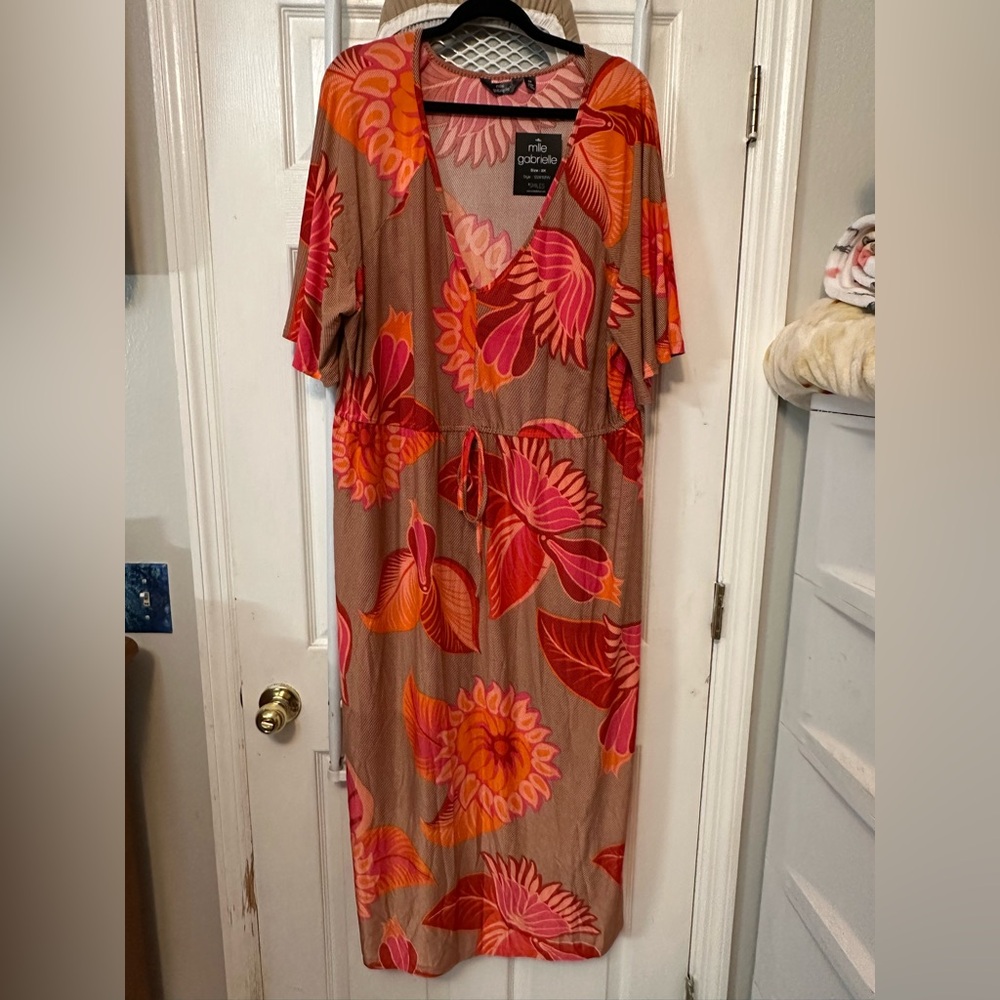 Miles Gabrielle Maxi Dress with Pink and Orange Accents